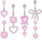 CharmBurst 5 pezzi anello ombelico per donne, piercing ombelico in titanio impermeabile con cuore e fiocco, gioielli piercing ombelico rosa