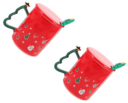 MAGICLULU 2 Pcs Personalised Christmas Sippy Cup Ceramic Mug Merry Christmas Mug Lid Beverage Cup