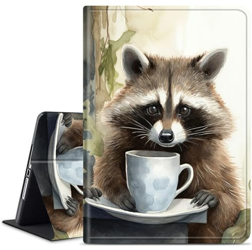 Dikoer for Microsoft Surface Pro 11/10/9 13-Inch 2024/2022 Tablet Case, Slim Kickstand Stand Leather Smart Cover for Women Men with Auto Wake/Sleep, Raccoon