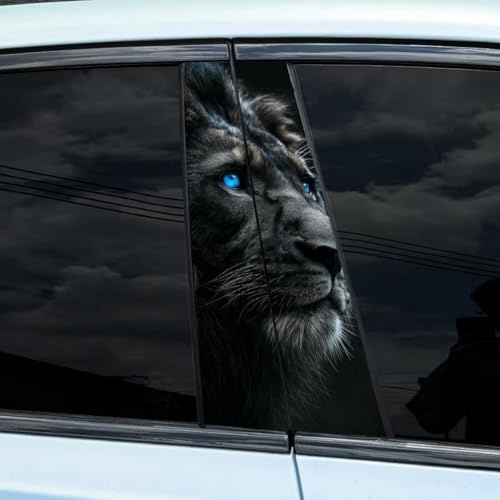 2 Stück Auto-Mittelsäulen-Aufkleber, HD Leopard Aufkleber,Halloween PVC wolf Aufkleber,kratzfeste Aufkleber, tiger personalisierter Aufkleber für Auto, Mittelsäule (10,25x50cm)