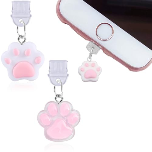 BDEPSTR 2 Stück Type-C USB Anschluss Staubschutzstöpsel, Typ C Port USB C Schutzkappe Kompatibel mit iPhone 16 Pro Max 15 Mit Katzenkrallen-Accessoire