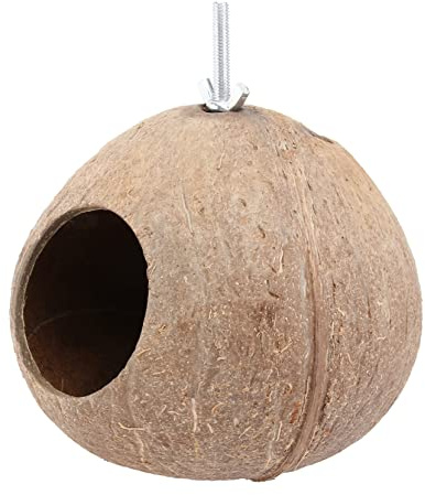 ifundom Vogelnest Wetterfest Handgefertigtes aus Kokosnussschalen Holz Seil Komfortabler Nistkasten für Vögel und Papageien im Vogelzubehör Zuhause
