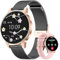 2025 Smartwatch Damen mit SIRI/ET/HRV, 1.27 TFT Voll Touch Screen Smart Wach mit Telefonfunktion Pulsuhr Menstruationszyklus IP68 Schlafüberwachung Kalorien Fitness Tracker iOS Android (Schwarz Gold)