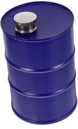 FUNNETOYU Flasque Acier Inoxydable Forme De Baril De Pétrole Bouteille à Whisky Pour Camping Et Activités Plein Air Design Unique Et Pratique Couleur Bleue