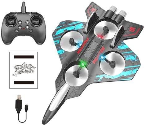 Reusable Remote-Control Plane, Led Light Foam Rc Fighter, 2.4ghz Glider Model Airplane with Flight Modes, Rechargeable Helicopter Toy for Kids Boys Girls Outdoor Fun