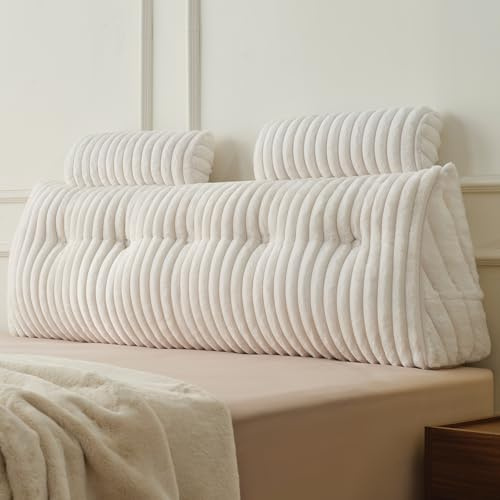 Z-hom Bücherkissen, Keilkissen, Lesekissen Für Bett Und Sofa, Cozy Rückenkissen, Praktisches Seitenfach, Removable Cover, Mit Rundem Kopfkissen (Langflorversion, 150 * 50 * 20cm)