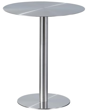 SPYQKHSH Stehtisch aus Edelstahl, moderner runder Cocktailtisch, for drinnen und draußen, Zuhause, Küche, Restaurant, Theke, Bistro, Pub, Silber(40x74cm)