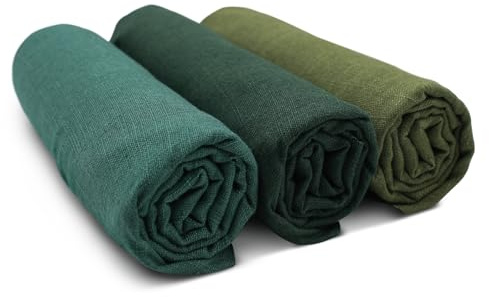 VmG-Store 3x Leinen Stoff Set je 0,5m x 1,4m Leinenstoff vorgewaschen Naturleinen zum Nähen für DIY-Projekte Deko Textilien Bekleidung Accessoires Dekoration Naturstoff (Grün)