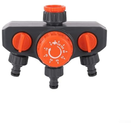 Minuteur d'arrosage automatique à 3 sorties avec valve pour irrigation de jardin (orange)