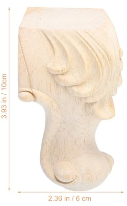 Yardenfun Pieds de Meubles en Bois Sculpté 4 Pcs 10x6 Cm en Bois Naturel sans Peinture, Antidérapants et Stables, Support pour Canapé, Table Basse et Meuble TV, Usage Intérieur
