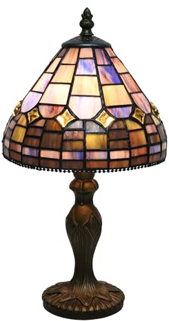 Tokira Tiffany-Stil Buntglas Tischlampe, E14 Retro Europäischer Buntes Glas Lampe für Schlafzimmer, Wohnzimmer Vintage Nachtleuchte, [Keine LED-Glühbirne