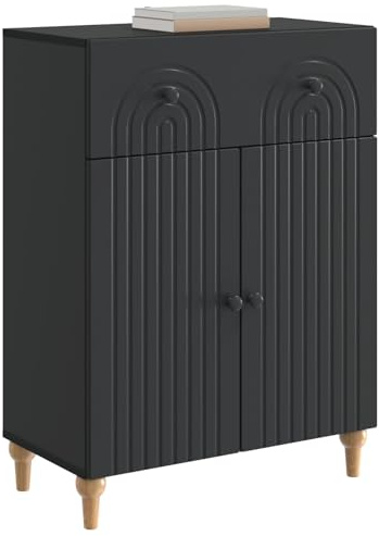 vidaXL Sideboard Schwarz 66 x 34,5 x 90 cm Holzwerkstoff, Wohnzimmerstauraum, rechteckiger Schrank, modernes Möbel, praktischer Ordner, viel Platz, zeitgemäßes Design