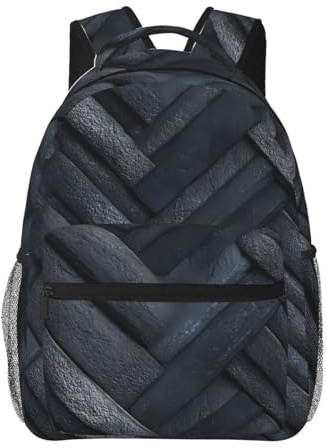 WZYCWB Schwarzer Fishbone Rock Freizeit-Rucksack, 29 x 40 x 20 cm, Laptop-Rucksack für Reisen, Wandern, Business, Camping, Fitnessstudio