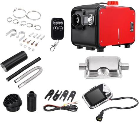 PAWUEJFV Aria Regolabile Riscaldatore Diesel KROAK 5-8KW, riscaldatore ad Aria 12V, Ventilatore con Serbatoio Carburante e Telecomando, riscaldatore da parcheggio per Auto Heater ducting(K-H)