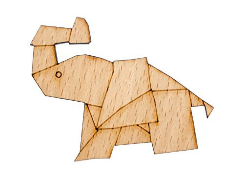 Miniblings Elefant Brosche Dickhäuter Abstrakt Origami Holz gefaltet Japan - Handmade Modeschmuck I Anstecknadel Button Pins