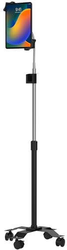 Gooseneck Floor Stand – CTA’s Compact, Adjustable Gooseneck with Swivel Casters for iPad 7th/ 8th/ 9th Gen 10.2”, iPad Air 4, 12.9”, Surface Pro, Zebra & Other 7-13” Tablets (PAD-CGS)