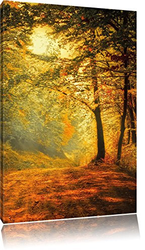 Pixxprint Wald im Herbst, Größe: 60x40cm, Leinwandbild, fertig gespannt, Wandbild, Dekoration, Kunstdruck, kein Poster