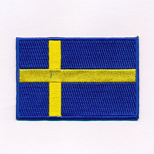 hegibaer 30 x 20 mm Schweden Flagge Sweden Flag Stockholm Patch Aufnäher Aufbügler 0641 Mini