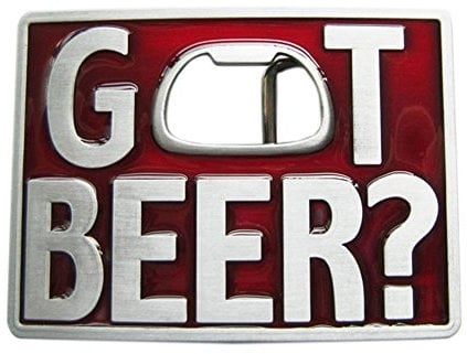 Vintage Style Red Enamel Got Beer Bottle Opener Rectangle Belt Buckle