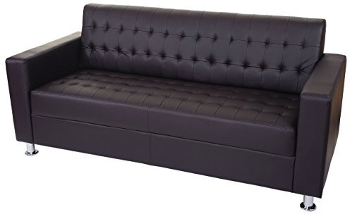 3er Sofa Kunda, Couch Loungesofa, Kunstleder, Metall-Füße 180cm - Coffee