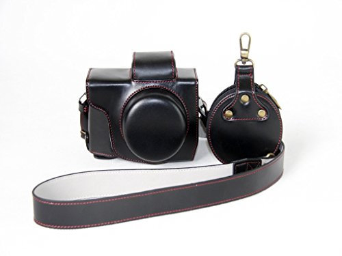 Schützende PU-Leder-Kameratasche Tasche Für Olympus Pen Lite E-PL8 EPL8 mit 14-42mm EZ F3.5-5.6 Objektiv mit Trageriemen und Speicherkartenetui Schwarz