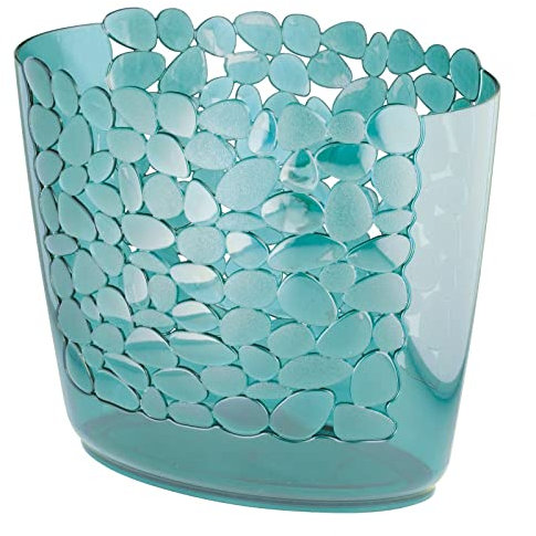 mDesign Mülleimer in blau mit tollem Muster - ideal als Abfalleimer oder als einfacher Papierkorb - robuster Kunststoff - für Küche, Bad und Büro - aufregendes Design - blau