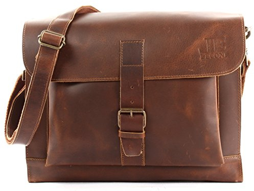 LECONI Messenger Bag DIN A4 Aktentasche Damen Herren Ledertasche Vintage Leder 38x29x11cm LE3054