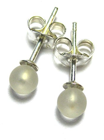 Ohrstecker Bergkristall mattiert Kugel 4 mm 925er Silber