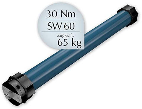 EVEROXX Rolladenmotor mit 30 Nm (65 kg) Zugkraft für SW 60 (60 mm Achtkantwelle), Rohrmotor mit präzise einstellbaren, mechanischen Endschaltern