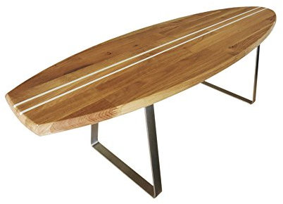 ICEBORN Surfboard Aloha 118cm Eiche Edelstahl Couchtisch Wohnzimmertisch Sitzbank Lowboard TV-Board Manufaktur