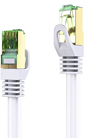 conecto 3.00m RJ45 Ethernet-Netzwerkkabel (S/FTP, PIMF, CCA AWG26/7), mit Cat7 Rohkabel (1 Stück) weiß