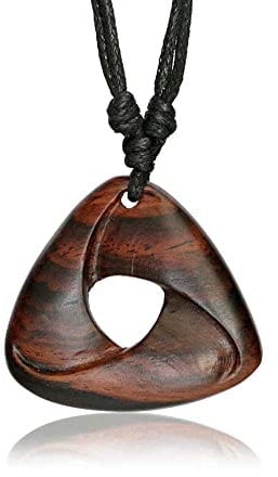 viva-adorno Halskette Holzanhänger geschnitzt Tribal Dreieck Baumwollband Surfer Kette Länge verstellbar HK34.D3