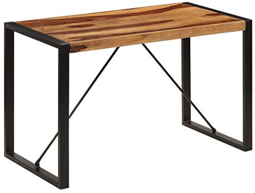 vidaXL Sheesham-Holz Massiv Esstisch Esszimmertisch Küchentisch Tisch Holztisch Speisetisch Massivholztisch 120x60x76cm Stahlbeine Palisander