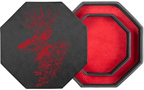 shibby Würfelbrett mit Würfel-Ablage und Deckel für alle Tabletop Spiele - 23,5cm M7-2 (rot)