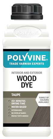 Polyvine Wood Dye – Interior Exterior Wood Colour Restorer – Quick Drying, Water Based Intermixable Woodwork Sealer Any Colour for Furniture, MDF, Ply, Hardwood, Softwood - Taupe, 500ml