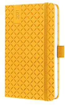 SIGEL J1116 Terminplaner Wochenkalender Jolie 2021, ca. A6, gelb, mit fröhlichem Kalendarium, vielen Infos und praktischen Stickern - weitere Modelle