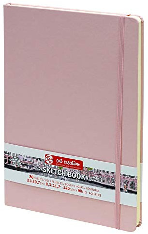 Talens Art Creation - Skizzenbuch Pastellrosa 21x29,7cm - 140g säurefreies Papier - 80 Blatt - Ideal für Bleistift Pastell Gouache Tinte - Stabiles Hard-Bound für Zeichnung Journaling