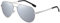H HELMUT JUST Lunettes de Soleil Hommes Aviateur Polarisées Pilote Argent Verres en Miroir Anti Anti-Reflet