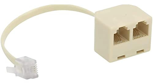 CABLEPELADO Bifurcador de telefono 6P4C RJ11 Macho a Doble RJ11 | Adaptador con cable - Beige