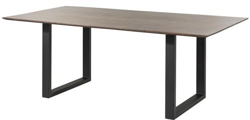 MASSIVMOEBEL24.DE | Esstisch Akazie 180x90 grau lackiert/U-Beine Anth. Matt Swiss Edge
