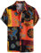 LucMatton Men's Linen African Traditional Floral Print Short Sleeve Button Down Hawaiian Shirts Yellow Large