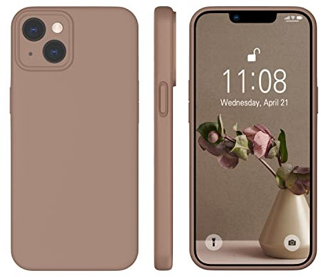 WXX für iPhone 14 Hülle Silikon Case, Handyhülle für iPhone 14 Ultra Dünn mit Microfiber, Flüssig Silikon Gel Gummi Kratzfeste Schutzhülle Matt Hülle für iPhone 14 6.1'' 2022 Braun