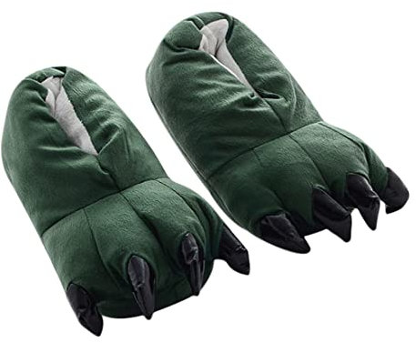 Barrageon Unisex Pantofole Zampa Carino Mostro Artiglio Addensare Peluche Animali Caldo Slippers Autunno Inverno Ragazzo Ragazza Indoor Verde EU 39-45