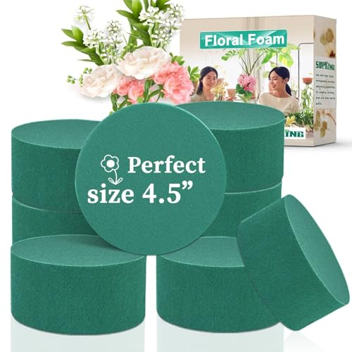 SupKing 8 Pcs Round Floral Foam Blocks 4.5, Green Wet Dry Flower Foams Florist Plant Foam for Craft Artificial and Fresh Flower Arrangements