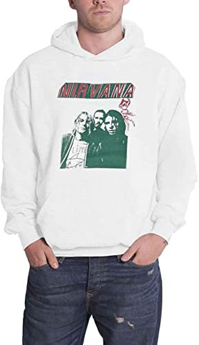 Nirvana Hoodie Flipper Band Logo Official Unisex White Pullover M