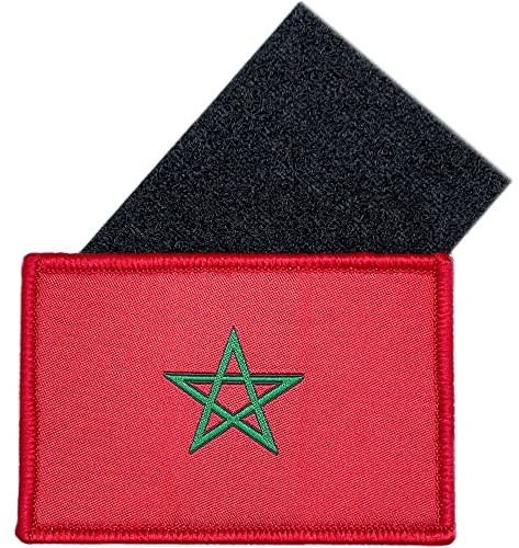 Kleiner Marokko Flagge Klett-Patch - Bestickte Patches für Kleidung - Länder-Patches für Rucksäcke - Marokkanische Flagge 75 x 50 mm