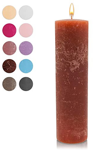 WikaKerzen Stumpenkerze-Rohling - Zur Deko oder zum Basteln & Verzieren - DIY - Taufe, Geburtstag, Hochzeit, Kommunion, Weihnachten - Rustik (Cotto, 25x7cm)