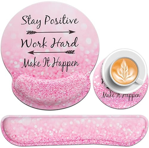 3-in-1 Mousepad Set,Acezeek Handballenauflage Tastatur,Mauspad mit Gelkissen,Cup Pad,Ergonomisches Mauspad,Wrist Rest mit Memory Foam,Linderung von Handgelenkschmerzen,für Spiele,Büros,Schlafsäle