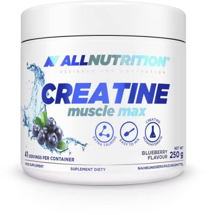ALLNUTRITION Creatine Muscle Max Nahrungsergänzungsmittel - Creatin Monohydrat mit Taurin - Leistungssteigerung und Muskelaufbau - ohne Zuckerzusatz - Instantpulver 250g - Brombeere