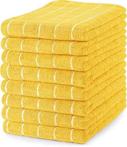 Utopia Towels - Microfiber Kitchen Towels, Super Absorbent 18 x 26 Inches, Durable, Soft, and Lint Free Dish Towels, Ideal for Cleaning Dishes, Pans, and Kitchen Appliance (8 Pack, Yellow)